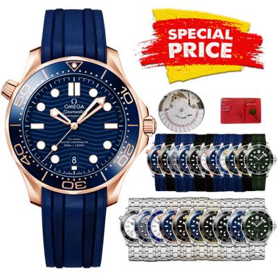 Special Prices Seamaster Diver 300M A21J Automatic Mens Watch 42mm RG Ceramics Bezel Blue Dial Rubber Strap CHS