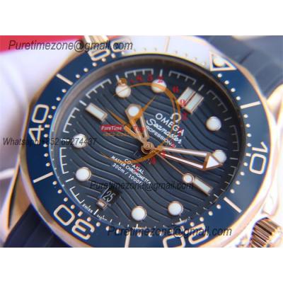 Special Prices Seamaster Diver 300M A21J Automatic Mens Watch 42mm RG Ceramics Bezel Blue Dial Rubber Strap CHS