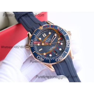 Special Prices Seamaster Diver 300M A21J Automatic Mens Watch 42mm RG Ceramics Bezel Blue Dial Rubber Strap CHS