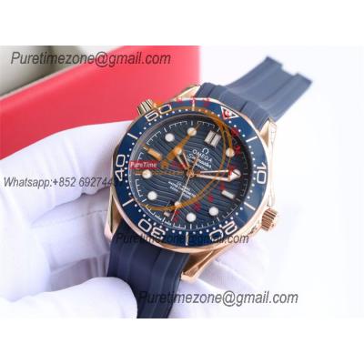 Special Prices Seamaster Diver 300M A21J Automatic Mens Watch 42mm RG Ceramics Bezel Blue Dial Rubber Strap CHS