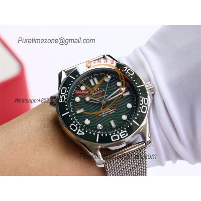 Special Prices Seamaster Diver 300M A21J Automatic Mens Watch 42 Ceramics Bezel Green Dial Mesh Bracelet CHS