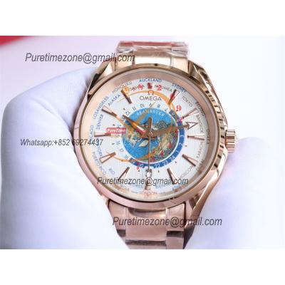 Special Prices Aqua Terra 150M Worldtime A21J Automatic Mens Watch 41 RG White Dial Stainless Steel Bracelet CHS