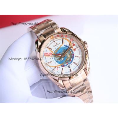 Special Prices Aqua Terra 150M Worldtime A21J Automatic Mens Watch 41 RG White Dial Stainless Steel Bracelet CHS