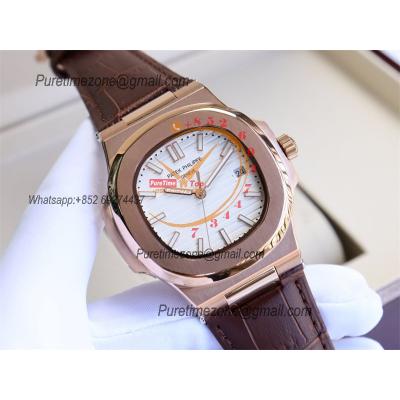 Special Prices Nautilus 5711 A21J Automatic Mens Watch 40 RG White Dial Brown Leather Strap CHS