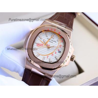 Special Prices Nautilus 5711 A21J Automatic Mens Watch 40 RG White Dial Brown Leather Strap CHS