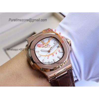 Special Prices Nautilus 5711 A21J Automatic Mens Watch 40 RG White Dial Brown Leather Strap CHS