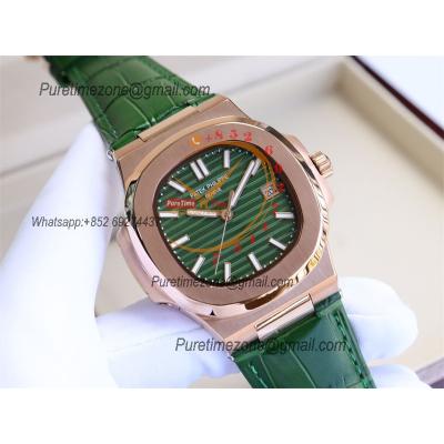 Special Prices Nautilus 5711 A21J Automatic Mens Watch 40 RG Green Dial Leather Strap CHS