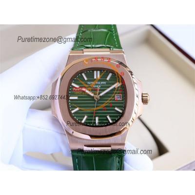 Special Prices Nautilus 5711 A21J Automatic Mens Watch 40 RG Green Dial Leather Strap CHS