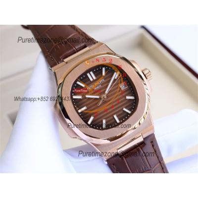 Special Prices Nautilus 5711 A21J Automatic Mens Watch 40 RG Brown Dial Leather Strap CHS