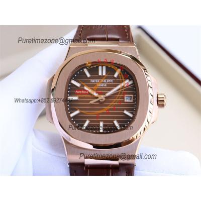 Special Prices Nautilus 5711 A21J Automatic Mens Watch 40 RG Brown Dial Leather Strap CHS