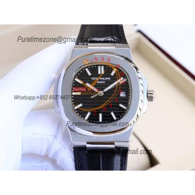 Special Prices Nautilus 5711 A21J Automatic Mens Watch 40 Steel Case Black Dial Leather Strap CHS