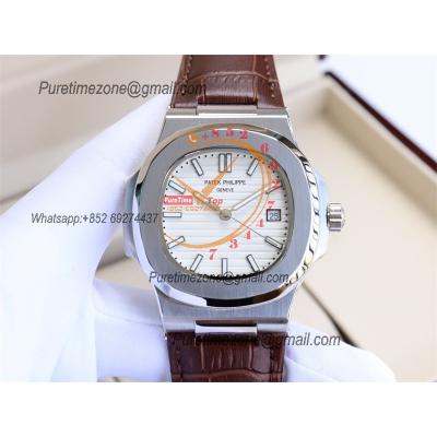 Special Prices Nautilus 5711 A21J Automatic Mens Watch 40 Steel Case White Dial Leather Strap CHS