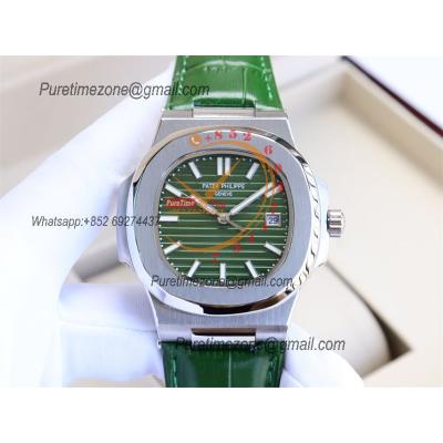 Special Prices Nautilus 5711 A21J Automatic Mens Watch 40 Steel Case Green Dial Leather Strap CHS