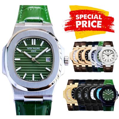 Special Prices Nautilus 5711 A21J Automatic Mens Watch 40 Steel Case Green Dial Leather Strap CHS