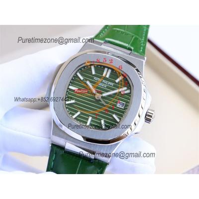 Special Prices Nautilus 5711 A21J Automatic Mens Watch 40 Steel Case Green Dial Leather Strap CHS