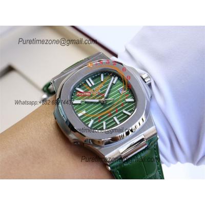 Special Prices Nautilus 5711 A21J Automatic Mens Watch 40 Steel Case Green Dial Leather Strap CHS