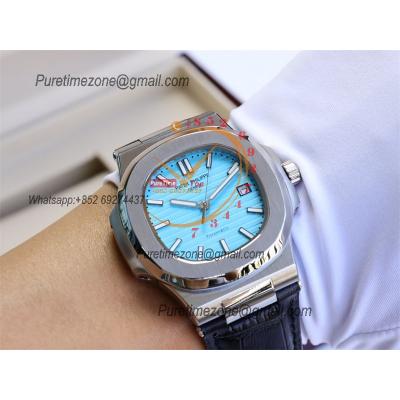 Special Prices Nautilus 5711 A21J Automatic Mens Watch 40 Steel Case Tiffany Blue Dial Leather Strap CHS