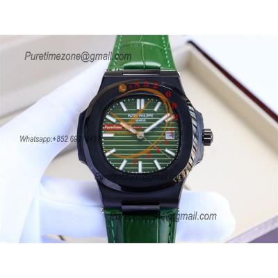 Special Prices Nautilus 5711 A21J Automatic Mens Watch 40 DLC Green Dial Leather Strap CHS