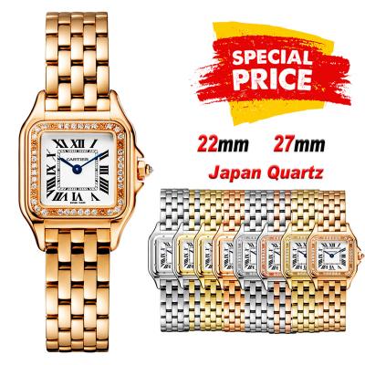 Special Prices 22mm 27mm Panthère Japan Quartz Womens Watch RG Diamonds Bezel White Dial Stainless Steel Bracelet