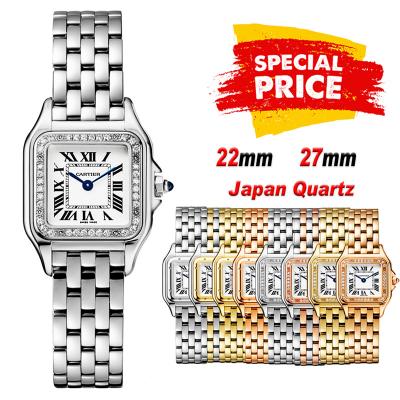 Special Prices 22mm 27mm Panthère Japan Quartz Womens Watch Diamonds Bezel White Dial Stainless Steel Bracelet