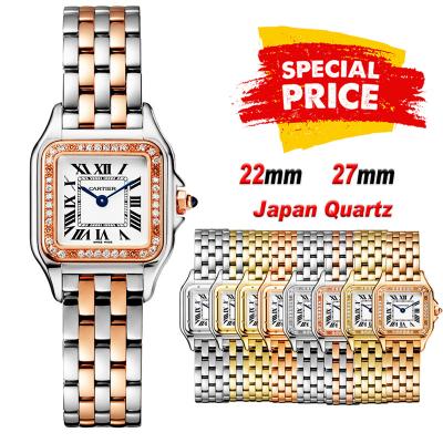 Special Prices 22mm 27mm Panthère Japan Quartz Womens Watch RG Diamonds Bezel White Dial Stainless Steel Bracelet