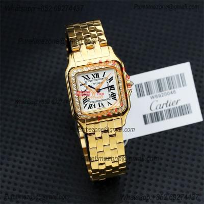 Special Prices 22mm 27mm Panthère Japan Quartz Womens Watch YG Diamond Bezel White Dial Stainless Steel Bracelet