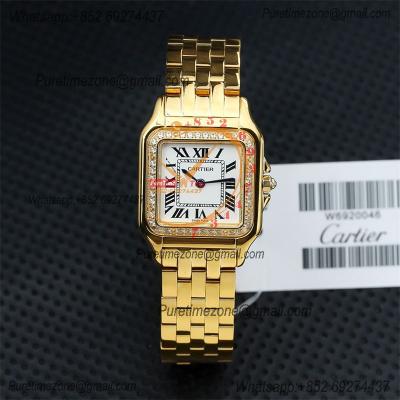 Special Prices 22mm 27mm Panthère Japan Quartz Womens Watch YG Diamond Bezel White Dial Stainless Steel Bracelet