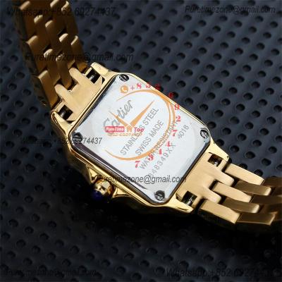 Special Prices 22mm 27mm Panthère Japan Quartz Womens Watch YG Diamond Bezel White Dial Stainless Steel Bracelet