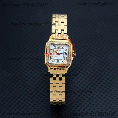 Special Prices 22mm 27mm Panthère Japan Quartz Womens Watch YG Diamond Bezel White Dial Stainless Steel Bracelet