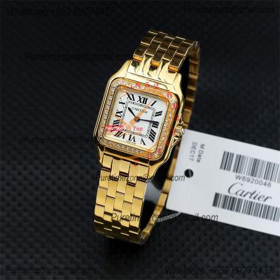 Special Prices 22mm 27mm Panthère Japan Quartz Womens Watch YG Diamond Bezel White Dial Stainless Steel Bracelet