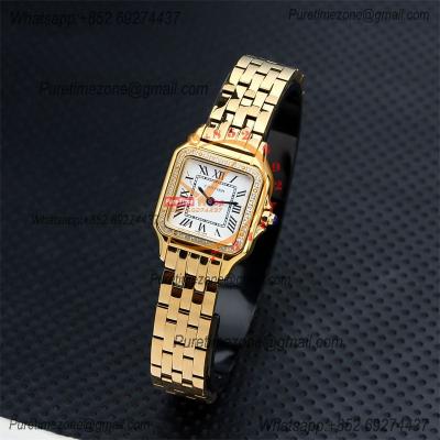 Special Prices 22mm 27mm Panthère Japan Quartz Womens Watch YG Diamond Bezel White Dial Stainless Steel Bracelet