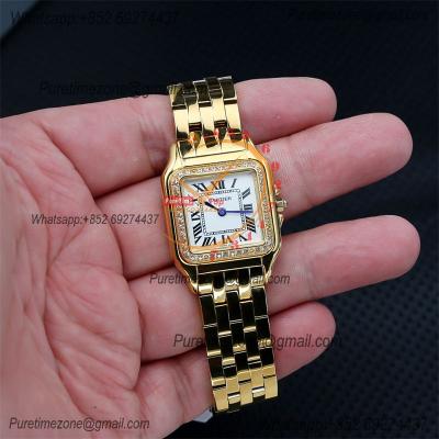 Special Prices 22mm 27mm Panthère Japan Quartz Womens Watch YG Diamond Bezel White Dial Stainless Steel Bracelet