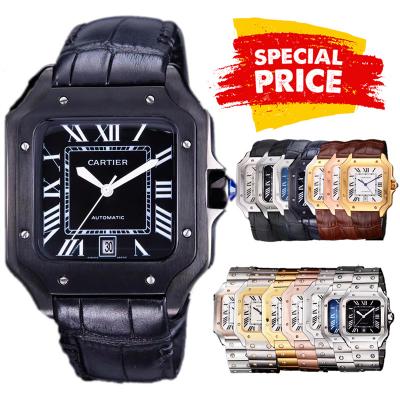 Special Prices Santos Lager Model 40mm A21j Automatic Mens Watch DLC All Black Dial Leather Strap CHS