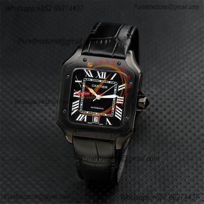 Special Prices Santos Lager Model 40mm A21j Automatic Mens Watch DLC All Black Dial Leather Strap CHS