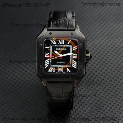 Special Prices Santos Lager Model 40mm A21j Automatic Mens Watch DLC All Black Dial Leather Strap CHS