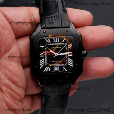 Special Prices Santos Lager Model 40mm A21j Automatic Mens Watch DLC All Black Dial Leather Strap CHS