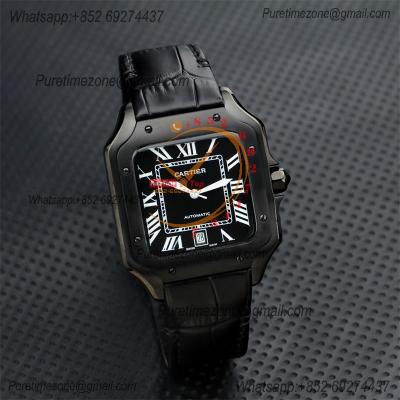 Special Prices Santos Lager Model 40mm A21j Automatic Mens Watch DLC All Black Dial Leather Strap CHS