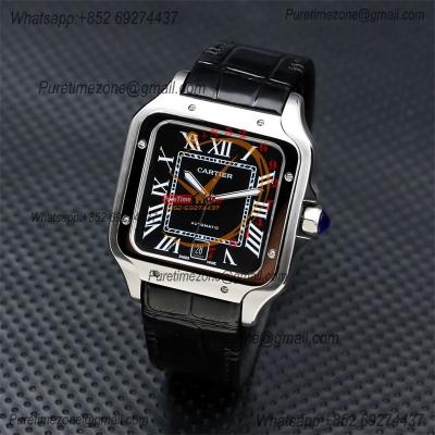 Special Prices Santos Lager Model 40mm A21j Automatic Mens Watch Steel Case Black Dial Leather Strap CHS