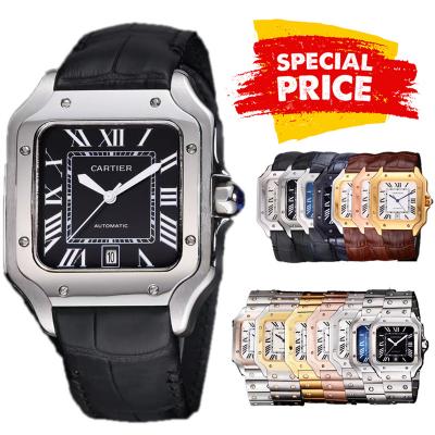 Special Prices Santos Lager Model 40mm A21j Automatic Mens Watch Steel Case Black Dial Leather Strap CHS