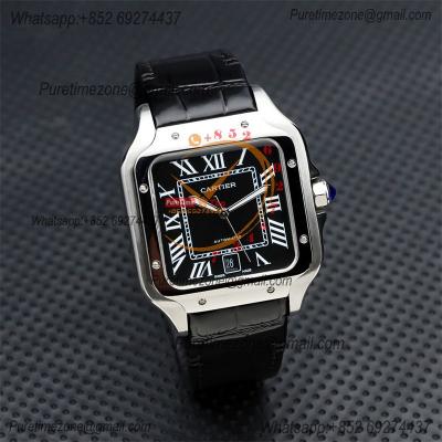 Special Prices Santos Lager Model 40mm A21j Automatic Mens Watch Steel Case Black Dial Leather Strap CHS