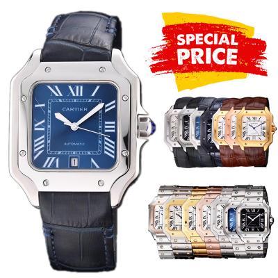 Special Prices Santos Lager Model 40mm A21j Automatic Mens Watch Steel Case Blue Dial Leather Strap CHS