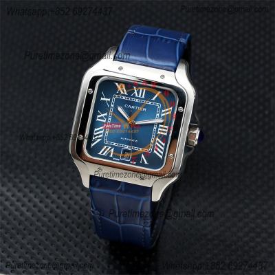 Special Prices Santos Lager Model 40mm A21j Automatic Mens Watch Steel Case Blue Dial Leather Strap CHS