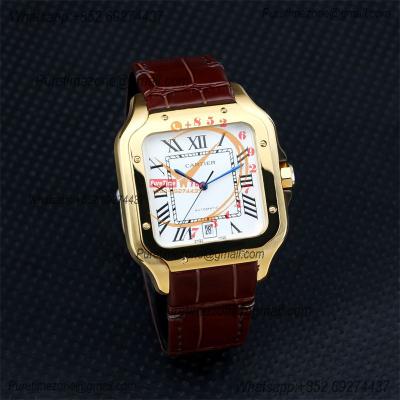 Special Prices Santos Lager Model 40mm A21j Automatic Mens Watch YG White Dial Brown Leather Strap CHS