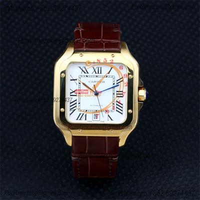 Special Prices Santos Lager Model 40mm A21j Automatic Mens Watch YG White Dial Brown Leather Strap CHS