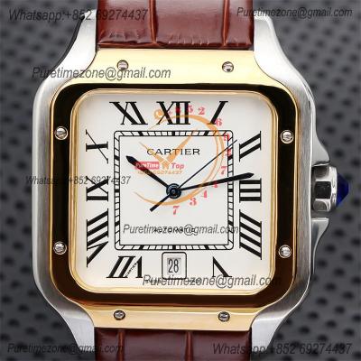 Special Prices Santos Lager Model 40mm A21j Automatic Mens Watch YG White Dial Brown Leather Strap CHS