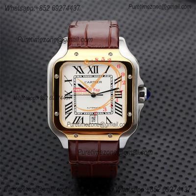 Special Prices Santos Lager Model 40mm A21j Automatic Mens Watch YG White Dial Brown Leather Strap CHS