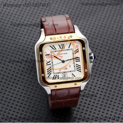 Special Prices Santos Lager Model 40mm A21j Automatic Mens Watch YG White Dial Brown Leather Strap CHS