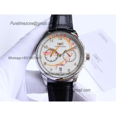 Special Prices Portugieser A21j Automatic Power Reserve Mens Watch Steel Case White Dial Leather Strap CHS