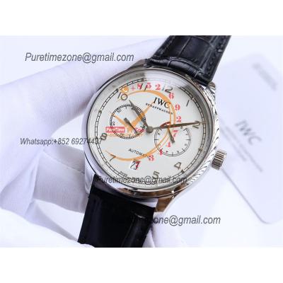 Special Prices Portugieser A21j Automatic Power Reserve Mens Watch Steel Case White Dial Leather Strap CHS