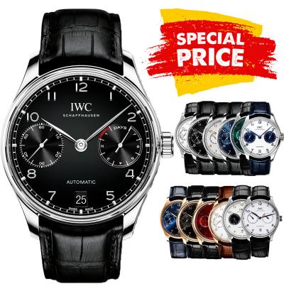 Special Prices Portugieser A21j Automatic Power Reserve Mens Watch Steel Case Black Dial Leather Strap CHS